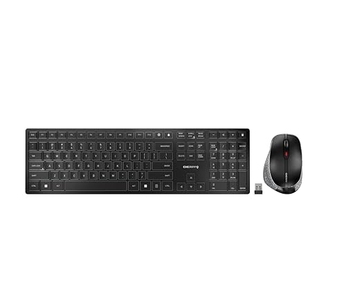 CHERRY DW 9500 Slim Wireless Desktop Keyboard and Mouse Combo, Extra Flat Thin Design with Ergo Friendly Mouse Companion. Bluetooth or USB Receiver.