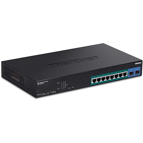 TRENDnet 10-Port Gigabit Web Smart PoE+ Switch with 8 Gigabit PoE+ Ports, 2 SFP Slots, 130W PoE Budget, VLAN, QoS, LACP, IPv4/IPv6 Static Routing, Black, TPE-1021WS