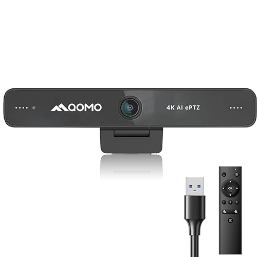 QOMO 4K Webcam ePTZ Conference Camera with Microphone, Ai Face Tracking,120°FOV Computer Camera,USB Plug and Play Webcam for Mac/PC/Laptop, Zoom/Skype/Facetime/Google Meet/Video Conferencing