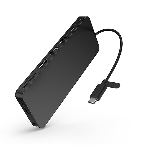 Lenovo USB-C Slim Travel Dock, 8 Ports, Up to 65W PD Pass Through, Integrated USB-C Cable, 4K Display Support, Black