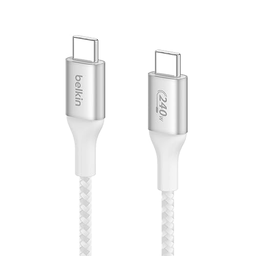 Belkin BoostCharge USB-C to USB-C Power Cable (1M, 3.3ft), Fast Charging Cable with 240W Power Delivery, USB-IF Certified, Compatible with MacBook Pro, Chromebook, Samsung Galaxy, iPad, & More - White 1M White