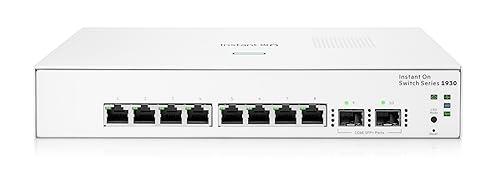 HPE Networking Instant On Switch Series 1930 8-Port Gb Smart-Managed Layer 2+ Ethernet Switch | 8X 1G | 2X SFP | US Cord (JL680A#ABA)