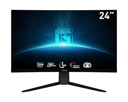 MSI G2422C, 24" Curved Gaming Monitor, 1920 x 1080 (FHD), VA, 1 ms, 170 Hz, FreeSync Premium, HDMI, DP Port, Tilt