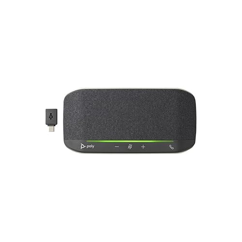 Poly Sync 10 USB Speakerphone (Plantronics) - Two-in-One Portable Speaker for Audio/Video Conference Calls & Music - USB Powered - Dual-Mic, Full-Duplex Audio - Works with Teams, Zoom, Google & More Standard Version