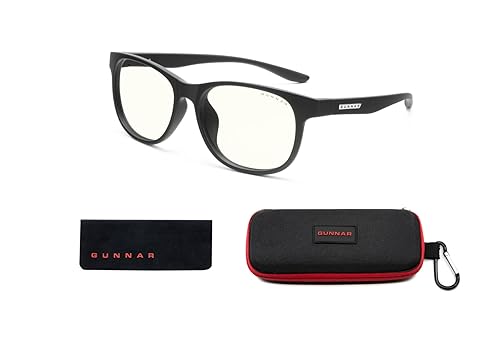 GUNNAR - Premium Gaming and Computer Glasses for Kids (age 12+) - Blocks 35% Blue Light - Rush, Onyx, Clear Tint Clear Lens Onyx Frame