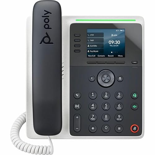 Poly Edge E220 IP Phone - Corded - Corded - Bluetooth - Desktop, Wall Mountable - Black - VoIP - 2 x Network (RJ-45) - PoE Ports
