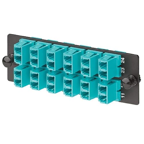 Panduit FAP12WAQDLCZ Multi-Mode 12-Port Fiber Adapter Panel with Zirconia Ceramic Split Sleeve, Aqua