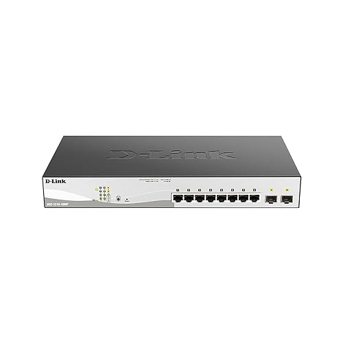 D-Link 10-Port Gigabit Smart Managed PoE Switch, 8 PoE+ Ports (130W), 2 SFP Combo Ports, L2+ features, Static Routing, VLANs, Cable Diagnostics, WebSmart, Web UI, (DGS-1210-10MP) 10 Port, 8 PoE+ 130W, 2 SFP