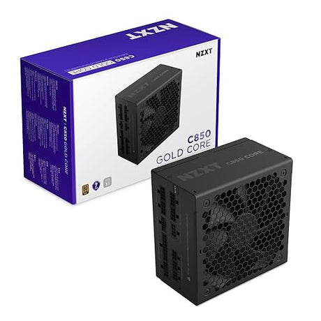 NZXT C850 Gold Core - 850W ATX 3.1 Power Supply - 80 Plus Gold - Cybenetics Platinum - Fully Modular - PCIe 5.1 600W 12V-2x6 - Zero RPM Fan - 105°C Capacitors - Black Black 850W Gold Core Core ATX 3.1