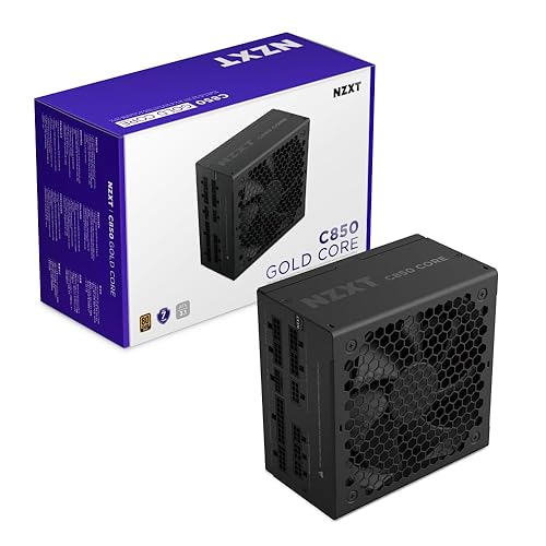 NZXT C850 Gold Core - 850W ATX 3.1 Power Supply - 80 Plus Gold - Cybenetics Platinum - Fully Modular - PCIe 5.1 600W 12V-2x6 - Zero RPM Fan - 105°C Capacitors - Black Black 850W Gold Core Core ATX 3.1