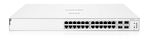 HPE Networking Instant On Switch Series 1930 24-Port Gb Smart-Managed Layer 2+ Ethernet Switch with PoE | 24x 1G | 4X SFP+ | 24x CL4 PoE 195W | US Cord (JL683B#ABA)
