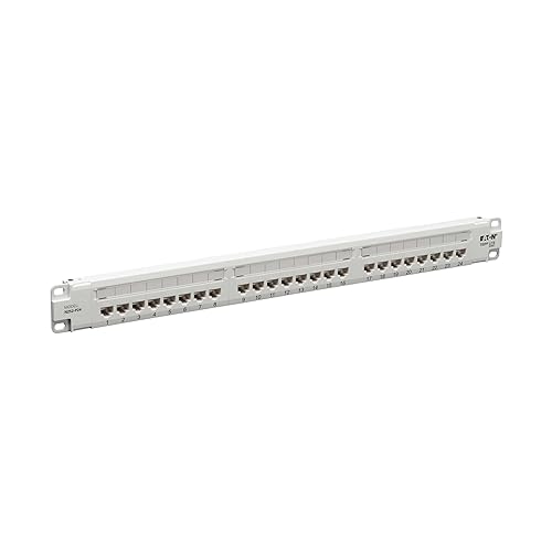 Tripp Lite Series 24-Port Patch Panel 1U Rack Mount, Cat6 RJ45 Ethernet, 4PPoE / 4 PoE++ Compliant, 110/Krone, 568A/B Termination, TAA Compliant, White, Lifetime Manufacturer's Warranty (N252-P24-WH)