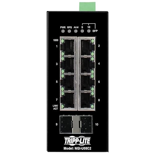 Tripp Lite Industrial 8 Port Ethernet Network Switch 10/100 Mbps -40° to 167°F Temperature Range Unmanaged TAA Compliant DIN Mount (NGI-U08C2)