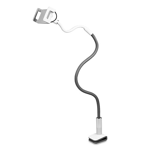 Universal Smartphone and Tablet Gooseneck Flexible Arm Mount w/ Built-in Clamp for Desk, Compatible with iPhone and Samsung (Tablets Between 4.75 to 9 Inches in Width) AFM01F
