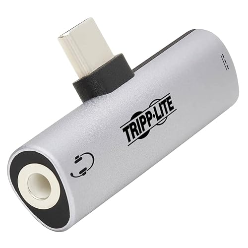 Tripp Lite USB-C to 3.5 mm Headphone Jack Adapter for Hi-Res Stereo Audio, 60W PD 3.0 and 18W QC 2.0 Charging - Android, Windows, macOS, Linux, and Chrome Compatible, 3-Year Warranty (U437-001-C-V2) USB-C to 3.5mm w/ Charger