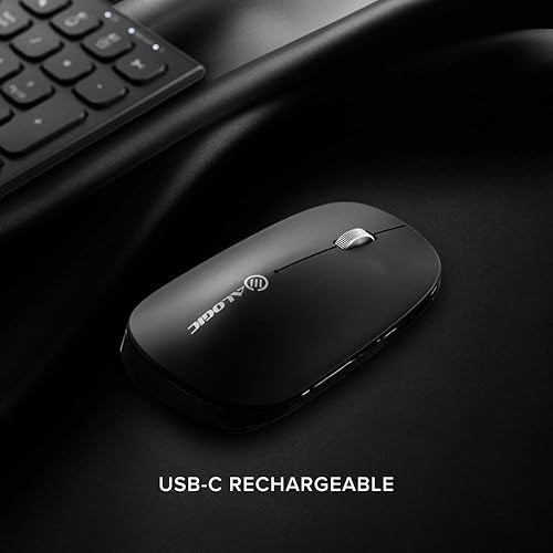Alogic Echelon USB-C Rechargeable Wireless Mouse and Keyboard for Windows | Wireless Keyboard & Mouse | Designed for The Modern Office | Windows | Black