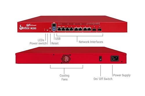 WatchGuard Firebox M295 with 1 Year Standard Support - Rackmount Firewall, 4X 2.5Gb RJ45 + 4X 1Gb RJ45 & 2X 10Gb SFP+ Ports, Small Branch Security (WGM29500601)