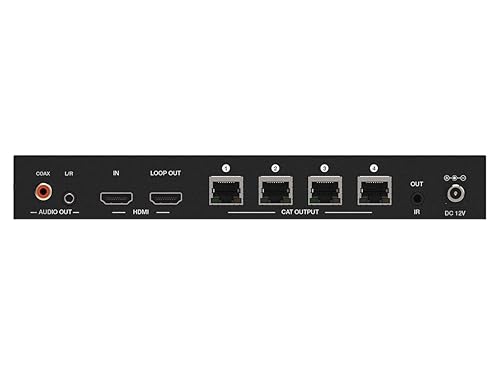 Monoprice Blackbird 4K HDMI 2.0 1x4 Splitter Extender Kit | 18Gbps, HDR, 4K@60Hz, Cat7 with IR, Loop Out, EDID, POC & 4 Receivers, Up to 60 Meter (197ft) 142271