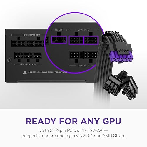 NZXT C750 Gold Core - 750W ATX 3.1 Power Supply - 80 Plus Gold - Cybenetics Platinum - Fully Modular - PCIe 5.1 300W 12V-2x6 - Zero RPM Fan - 105°C Capacitors - Black Black 750W Gold Core Core ATX 3.1