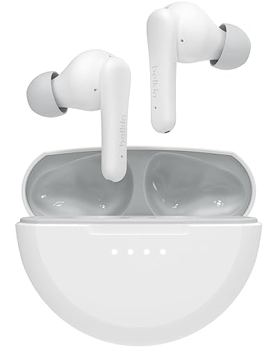 Belkin SoundForm Nano 2 Bluetooth Earbuds for Kids with Built-in Microphone, 28H Battery Life, Safe 85dB Volume, IPX5 Water Resistance - Kids Bluetooth Earbuds for iPhone, iPad, Galaxy, & More - White White One Size