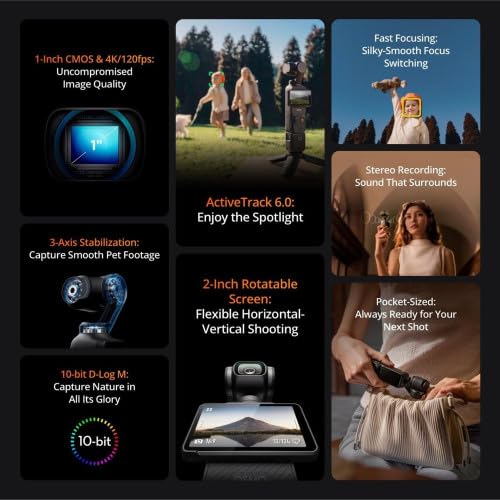 Osmo Pocket 3 Creator, Vlogging Camera with 1'' CMOS & 4K/120fps Video, 3-Axis