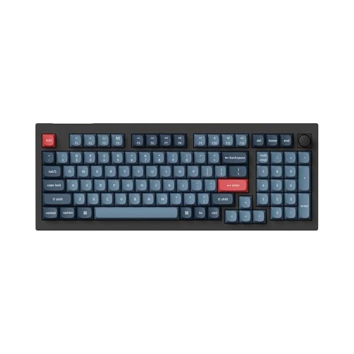 Keychron V5 Max Wireless Hot-Swappable RGB Mechanical Keyboard 2.4 GHz & Bluetooth Jupiter Brown Switches ABS Plastic Frame with Knob 96% Layout (100 Keys) Windows Mac OS Linux, Carbon Black (V5M-D3)