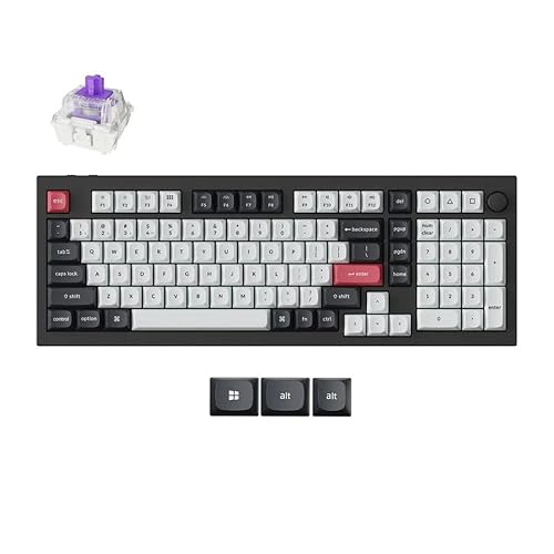 Keychron Q5 HE Wireless Hot-swappable RGB Mechanical Keyboard Hall Effect Switches 2.4 GHz & Bluetooth Aluminum Frame with Knob 96% Layout, for Windows and Mac OS, Carbon Black Q5 Carbon Black