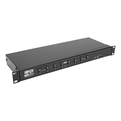 Tripp Lite 8-Port KVM Switch DVI/USB w Audio & USB 2.0 Peripheral Sharing 1U Rack-Mount, Single-Link 1080p (B024-DUA8-SL)