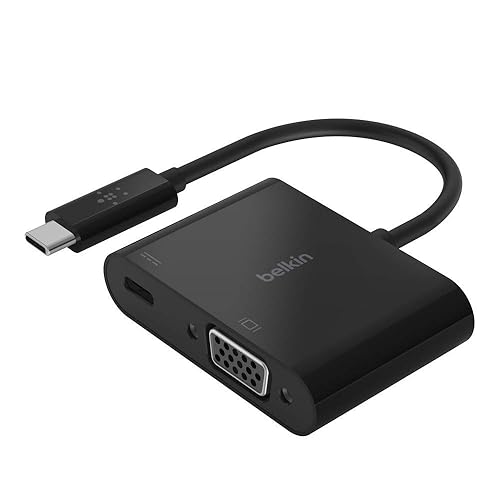Belkin USB-C to VGA + Charge Adapter - USB-C to VGA Cable for MacBook Pro, MacBook Air, Mac mini, iPad Pro 12.9”, iPad mini & Other Compatible Devices - 60W Power Delivery