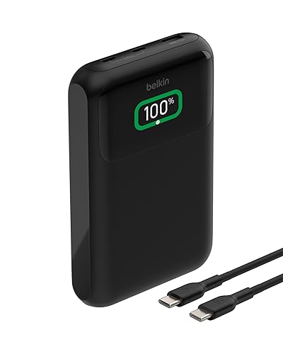 Belkin Portable Charger, 3-Port Laptop Power Bank 20000 mAh - USB-C & USB-A Ports, 65W iPhone Charger Fast Charging - MacBook, Apple iPhone 17, iPad, Samsung Galaxy S25, Nintendo Switch 2, etc - Black New Gen