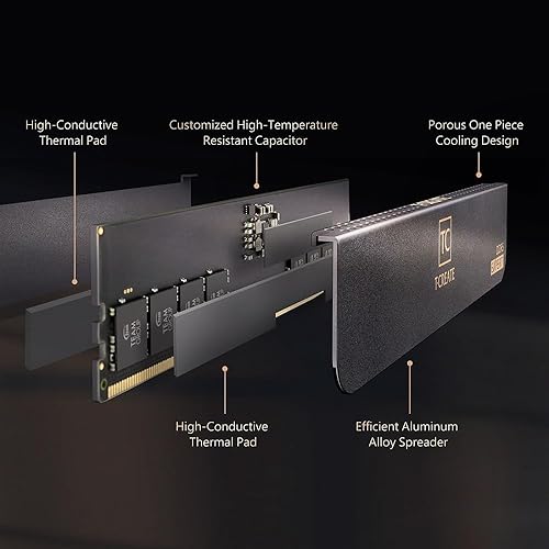 TEAMGROUP T-Create Expert Overclocking 10L DDR5 64GB Kit (2 x 32GB) 6000MHz (PC5-48000) CL34 Desktop Memory Module Ram - CTCED564G6000HC34BDC01, Black-UDIMM