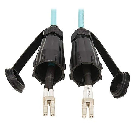 Tripp Lite 10Gb Fiber Patch Cable, Industrial Duplex Multimode 50/125 OM3 Fiber Optic, LC to LC Fiber Cable, IP68, Aqua, 5 m (16.4 ft) (N820-05M-IND)
