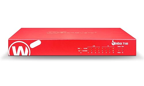 WatchGuard Firebox T185 with 1 Year Total Security Suite - High-Performance Firewall, SFP+, 2.5Gb & 1Gb Ports, Enterprise Branch Security (WGT185671) 1 Year - Trade Up Total Security Suite