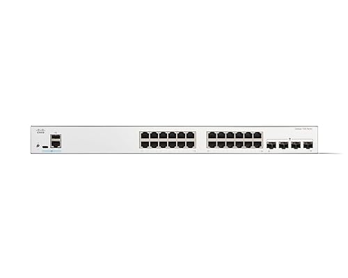Cisco Catalyst 1300-24T-4G Managed Switch, 24 Port GE, 4x1GE SFP, Limited Lifetime Protection (C1300-24T-4G)