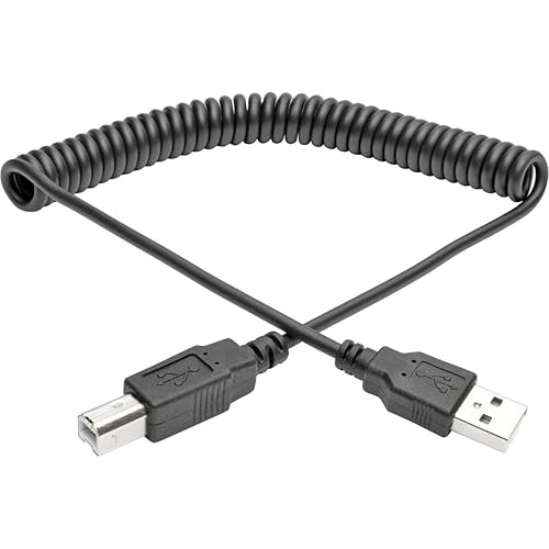 Tripp Lite U022-010-COIL 10' Hi-Speed USB 2.0-USB-B Cable (M/M), Coiled, USB Type-A-Type-B 10 ft. Coiled