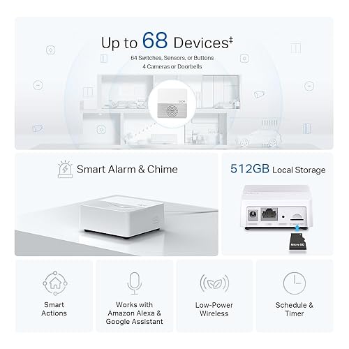 TP-Link Tapo Smart Hub with Built-in Alarm & Chime, Requires 2.4GHz Wi-Fi, Reliable Long-Range Connections w/Tapo Camera, Doorbell and Sensors, Ultra-Low Power Wireless Protocol (Tapo H200)