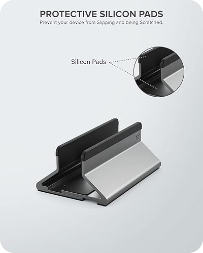 ALOGIC Bolt Adjustable Laptop Vertical Stand Crafted with Superior Aluminium & Silicon Pads, Interchangeable Width Size, Compatible with Latest laptops- MacBook, Surface, Chromebook, and Others