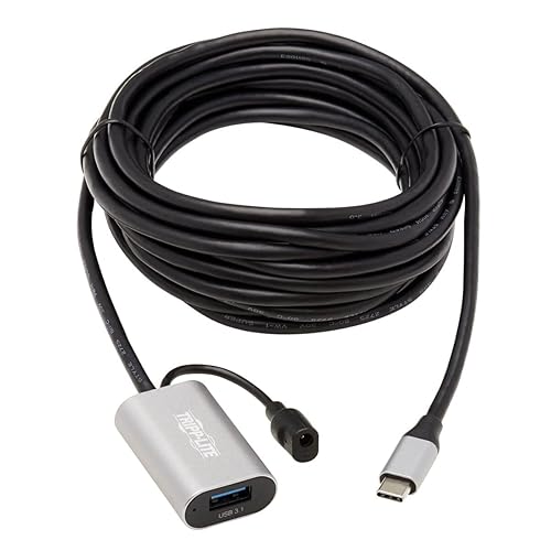 TRIPP LITE USB C Active Extension Cable USB C to USB-A USB 3.1 Gen 1 M/F 5M (U330-05M-C2A), Black