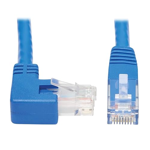 Tripp Lite Right Angle Cat6 Ethernet Cable, Gigabit Molded UTP Network Patch Cable, Blue, 20 ft. (N204-020-BL-RA)