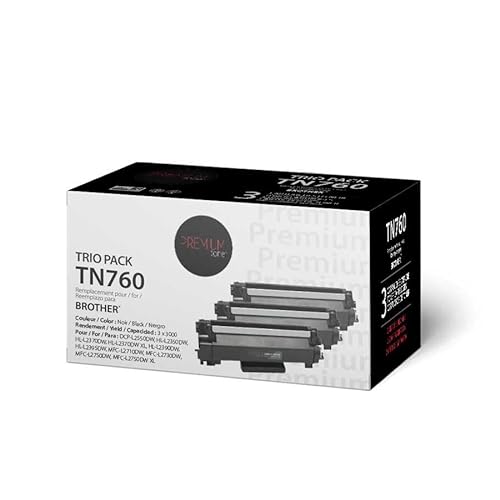 Premium Tone Replacement for Brother TN760 Trio Pack High Yield Black