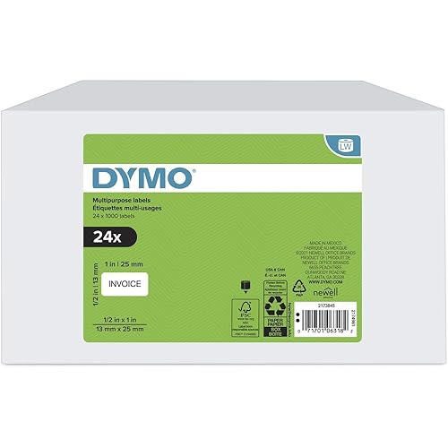 DY LW 1/2X1IN 2UP MP LBL 1000CT 24PK (30333)