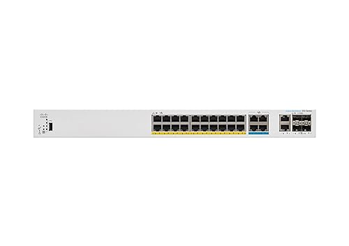 Cisco Catalyst 1300-24MGP-4X Managed Switch, 16 Port GE, 8 Port 2.5GE, PoE, 4x10GE SFP+, Limited Lifetime Protection (C1300-24MGP-4X)