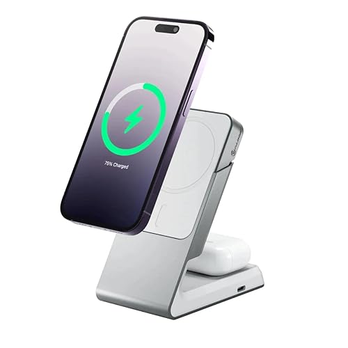 ALOGIC Matrix 2-in-1 Universal Magnetic Charging Dock for iPhone 14 Pro, 14 Plus, 13, 12, Airpods Pro| Wireless Power Bank | Charge on The go | MagSafe | 15W Fast Wireless Charging