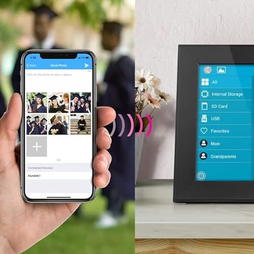 Aluratek - 9 WiFi Touchscreen IPS LCD Display Digital Photo Frame with Motion Sensor and 16GB Built-in Memory - Black (AWS09F)