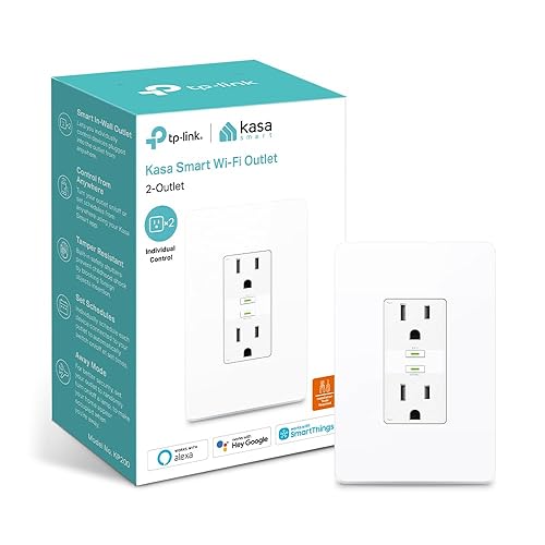 Kasa Smart In-Wall WiFi Outlet by TP-Link (KP200) - Neutral Wire and 2.4GHz Wi-Fi Connection Required, Works with Alexa, Echo and Google Home, No Hub Required, Remote Control, UL Certified White Smart In-Wall Outlets