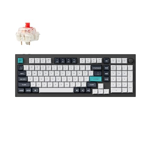 Keychron Q5 Max QMK/VIA Programmable Wireless Metal Custom Mechanical Keyboard, Tri-Mode BT5.1/2.4GHz/USB-C Hot Swappable RGB Backlit PBT Gaming Keyboards, Red Switches, 89 Keys Carbon Black+Gateron Jupiter Red Switch