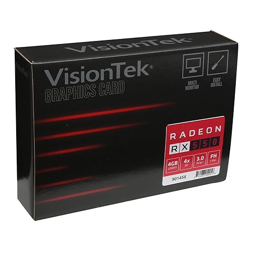 VisionTek Radeon RX 550 4GB GDDR5 4K Monitor Graphics Card, 4X DisplayPort Outputs, PCI Express 3.0, DirectX 12, Bus-Powered - 901458
