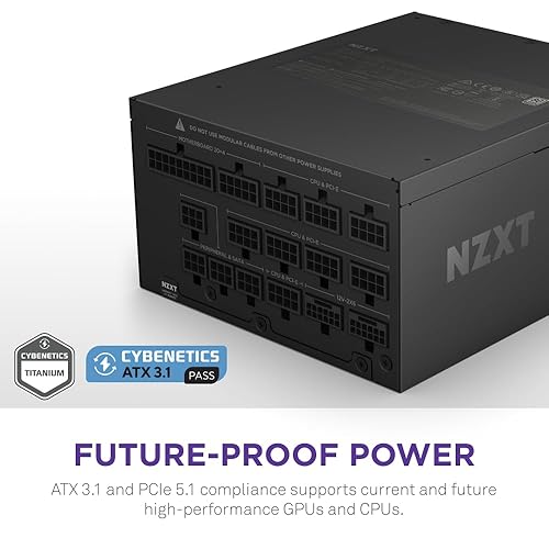NZXT C1500 Platinum ATX 3.1 | Fully Modular Low-Noise PC Gaming Power Supply | 1500 Watts | 80 Plus Platinum| Dual 12V-2x6 Connectors | Zero Fan Mode | 100% Japanese Capacitors | Black C Series ATX 3.1 Black 1500W Platinum