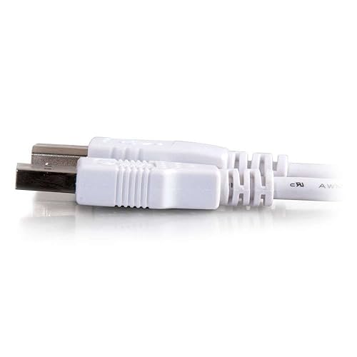 C2G 13401 USB Cable - USB 2.0 A Male to B Male Cable, White (16.4 Feet, 5 Meters)