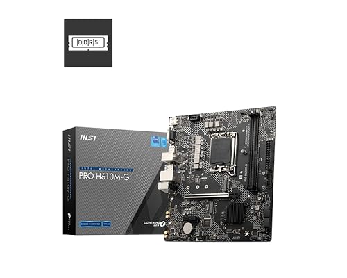 MSI PRO H610M-G ProSeries Motherboard (Support 14th/13th/12th Gen Intel Processors, LGA 1700, DDR5, PCIe 4, 1Gbps LAN, M.2, SATA 6G, USB 3.2 Gen1, mATX)